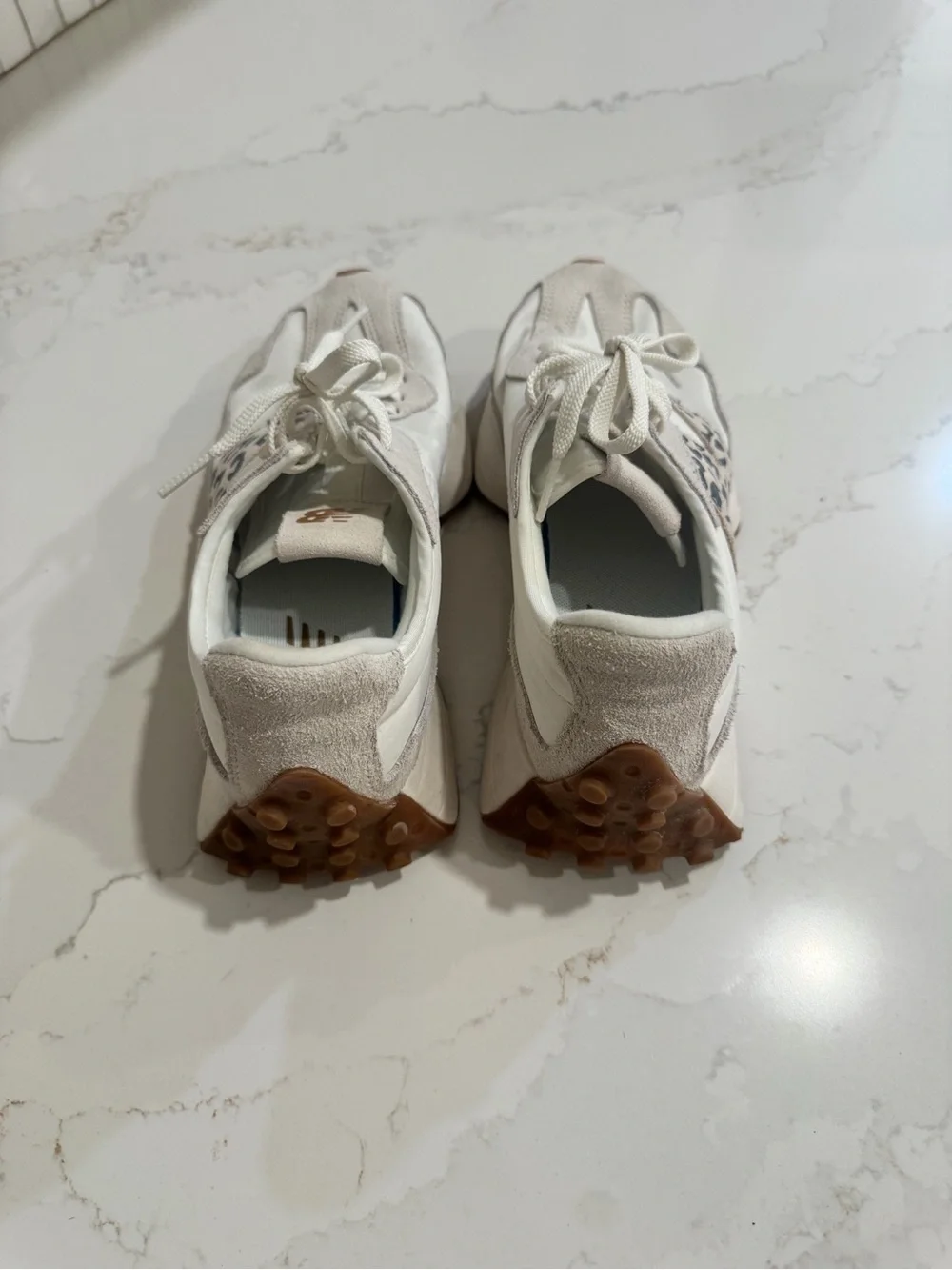 New Balance 327 Sneakers | Linen/Sea Salt/Leopard | Size 7 - Picture 5 of 7
